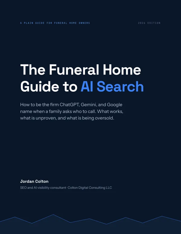 Cover of The Funeral Home Guide to AI Search by Jordan Colton